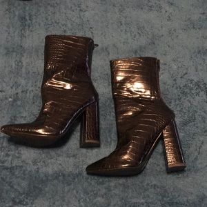 Black leather ankle boots